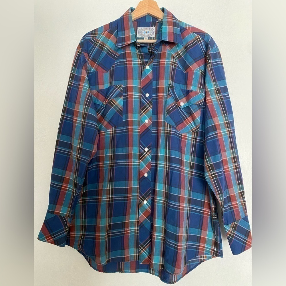 VINTAGE AUTHENTIC WESTERN WEAR PEARL BUTTON DOWN SHIRT SIZE 16.5  34/35